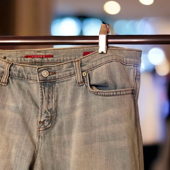 Trendy Bootcut/wide leg cuffed up jeans. Baby blue. Super soft and comfortable. - Picture 6 of 15